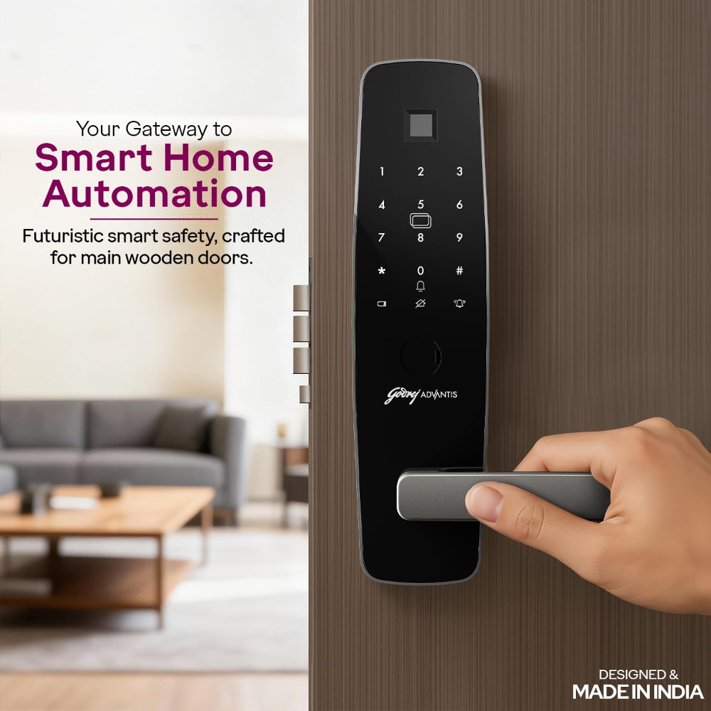 Godrej Smart Lock | Made in India Digital Lock for Main Door I Advanced & Highly Secure|9 in 1 Access|NFC,Smart Watch,BLE Remote,Wi-Fi,Fingerprint | Gun Metal Black I 3Yr Warranty 